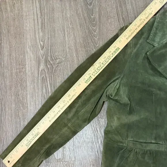 VTG Pursuits Ltd Olive Green Suede Leather Blazer Jacket Women’s XL Y2K - Picture 7 of 10